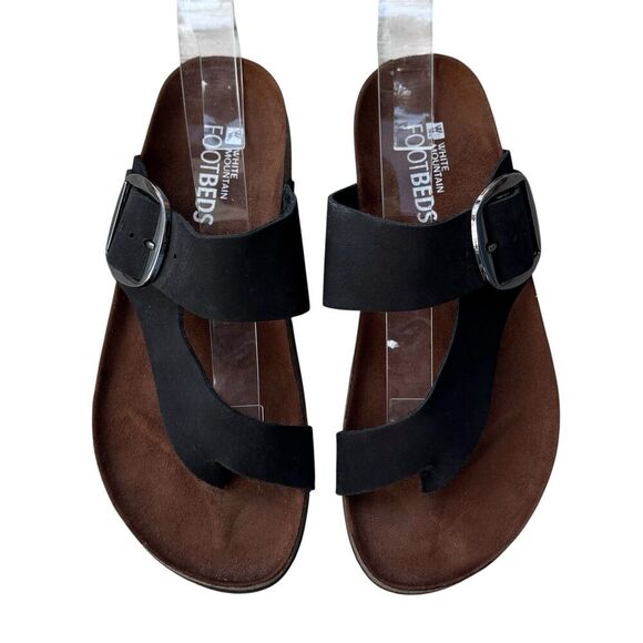 NEW White Mountain Womens Leather Upper Footbed Harley Sandals Size 7M Black - Picture 5 of 9